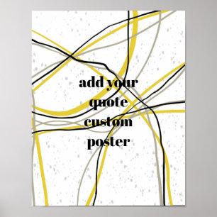 add a quote minimalist line art yellow and grey poster