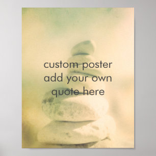 add a quote rock cairn tranquil soft colours  poster