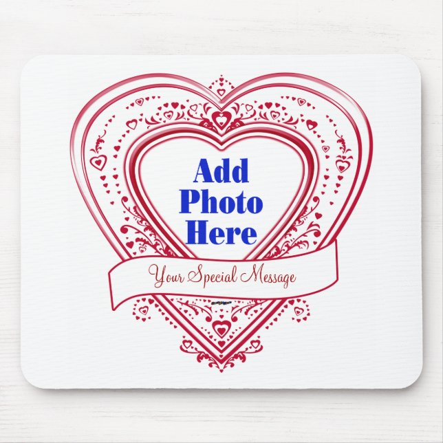 Add A Special Message Photo Red Hearts Mouse Mat (Front)