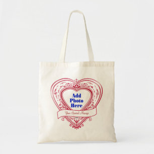 Add A Special Message Photo Red Hearts Tote Bag