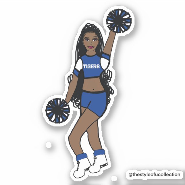 Add a Team Cheer Stickers Blue /White/ Black (Front)