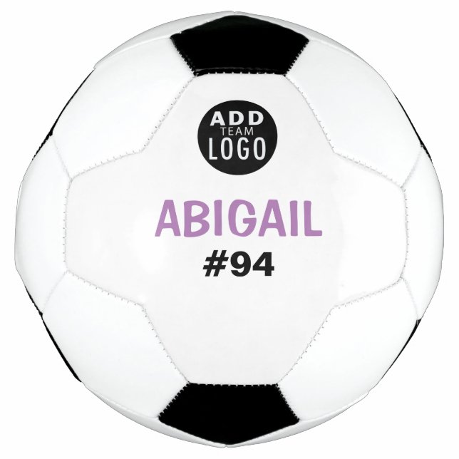 Add A Team Logo Personalised Kids Purple & White Football (Front)