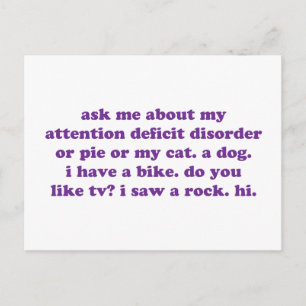 ADD ADHD Funny Quote - Purple Postcard