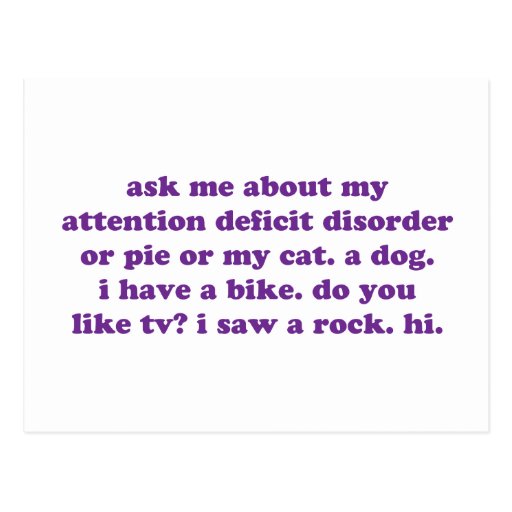 Image of ADD ADHD Funny Quote - Purple Postcard