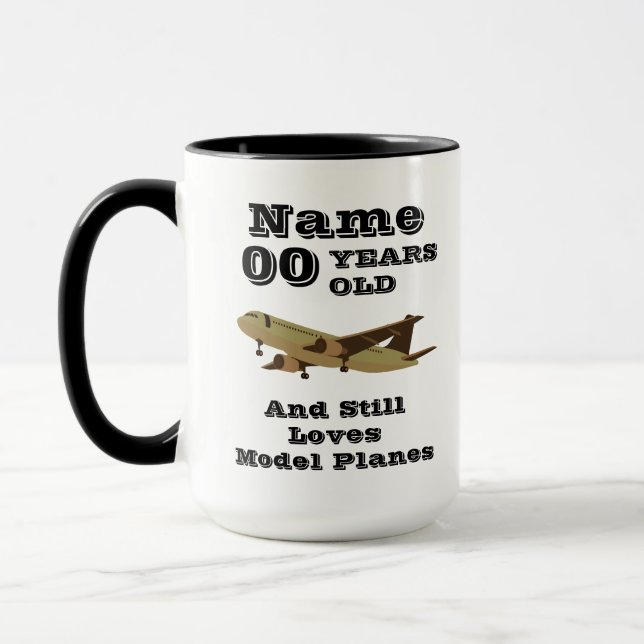 Add Age Name Personalised Model Planes Birthday Mug (Left)