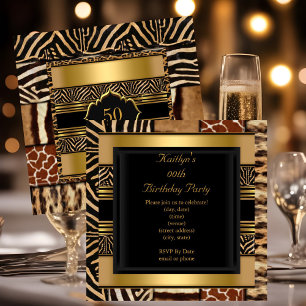 Add Age Party Birthday Wild Exotic Mixed Animal Invitation