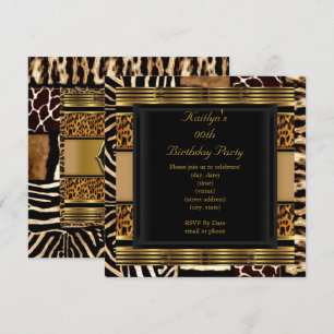 Add Age Party Birthday Wild Exotic Mixed Animal Invitation