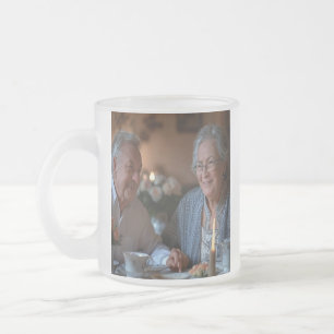 Add Anniversary Photo Customise Frosted Glass Coffee Mug