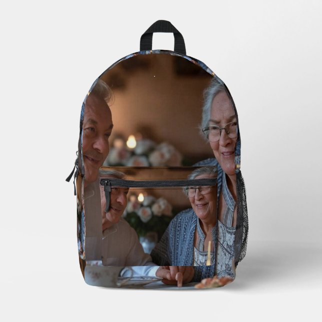 Add Anniversary Photo Customise Printed Backpack (Front)