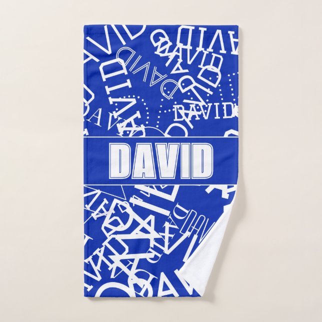 Add any name, name collage In blue & white Bath Towel Set (Hand Towel)