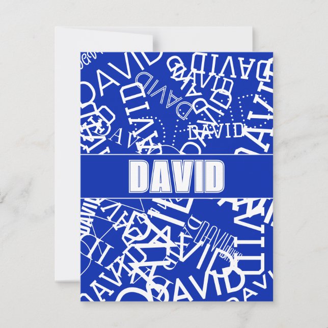 Add any name, name collage In blue & white Card (Front)
