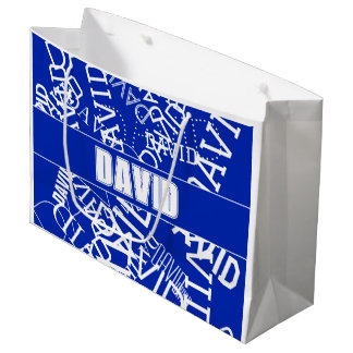 Add any name, name collage In blue & white Large Gift Bag