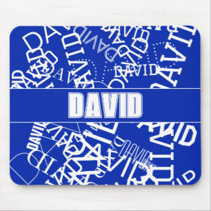 Add any name, name collage In blue & white Mouse Mat