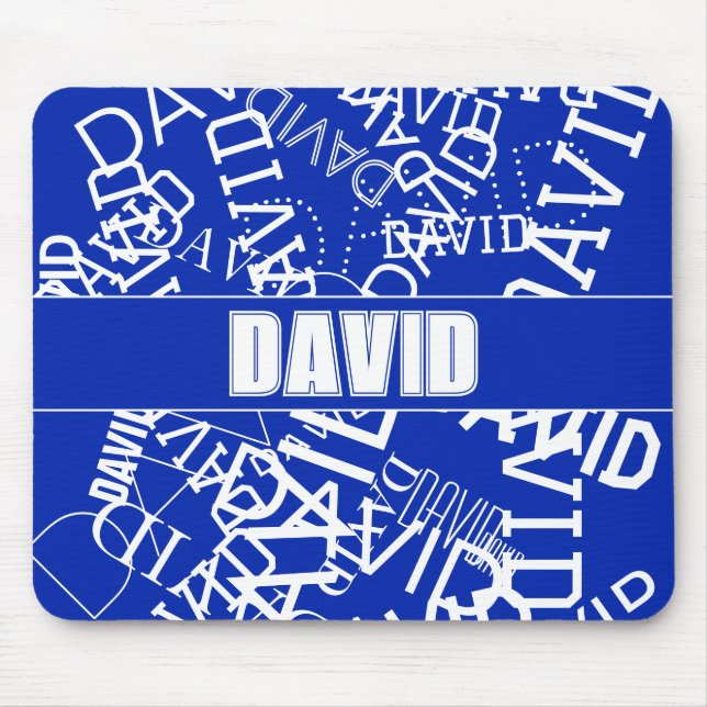 Add any name, name collage In blue & white Mouse Mat (Front)