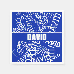 Add any name, name collage In blue & white Napkin