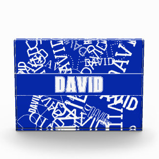 Add any name, name collage In blue & white Photo Block