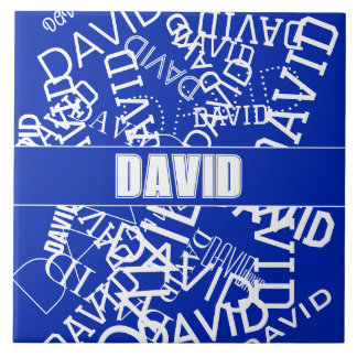Add any name, name collage In blue & white Tile