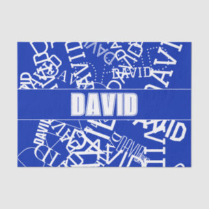 Add any name, name collage In blue & white Tissue Paper