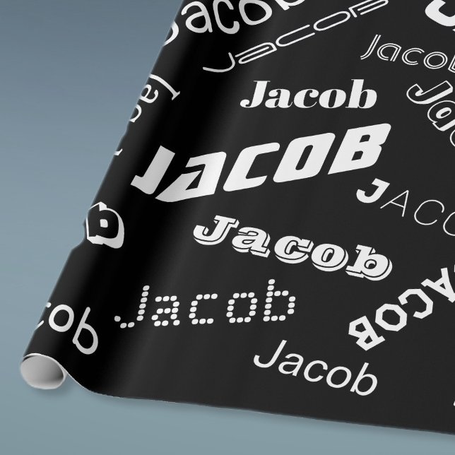 Add Any Name or Word | Black & White Wrapping Paper (Creator Uploaded)