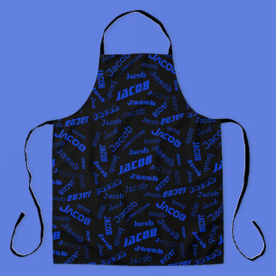 Add Any Name or Word Blue & Black Apron