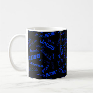 Add Any Name or Word   Blue & Black Coffee Mug