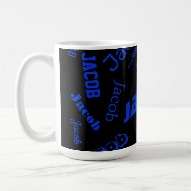 Add Any Name or Word | Blue & Black Coffee Mug (Left)