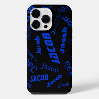 Add Any Name or Word | Blue & Black iPhone 14 Pro Max Case