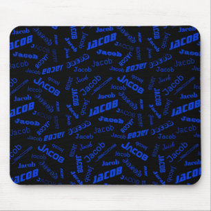 Add Any Name or Word Blue & Black Mouse Mat