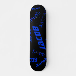 Add Any Name or Word   Blue & Black Skateboard