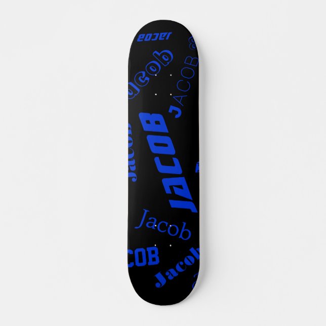 Add Any Name or Word | Blue & Black Skateboard (Front)