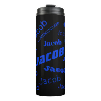 Add Any Name or Word | Blue & Black Thermal Tumbler