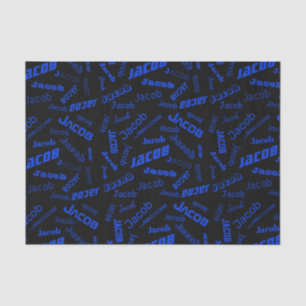 Add Any Name or Word   Blue & Black Tissue Paper