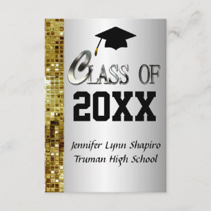 Add Any Year Silver & Gold Graduation Invitations