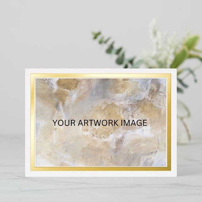 Add Art Image Gold Metallic Foil Border Cards (Standing Front)
