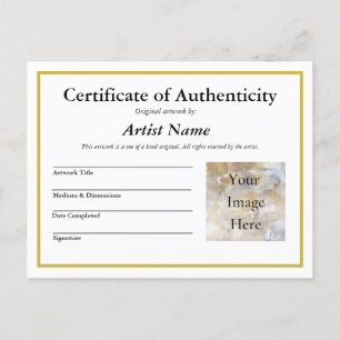 Add Art Photo Certificate of Authenticity Postcard