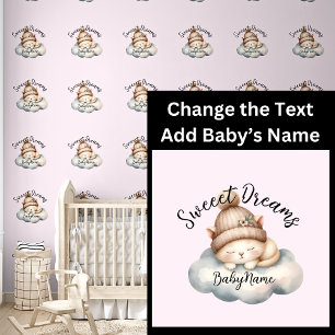 Add Baby Name, Change Text, Cute Kitten Sleeping Wallpaper