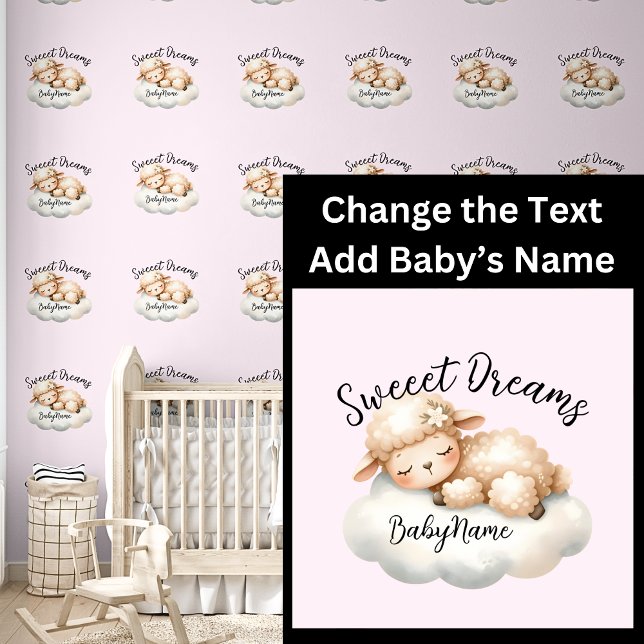 Add Baby Name, Change Text, Cute Lamb Sleeping  Wallpaper (Creator Uploaded)