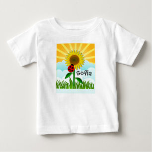 Add Baby Name to Sunshine and Sunflower T-Shirt