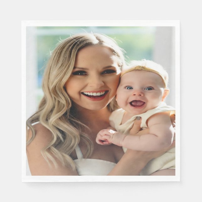 Add Baby Photo Personalize Customize Napkin (Front)