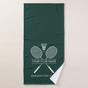 Add Badminton Club Name Rackets Icon Green Bath Towel