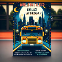Add Boy Cute Girl Tour City Party Bus 1st Birthday