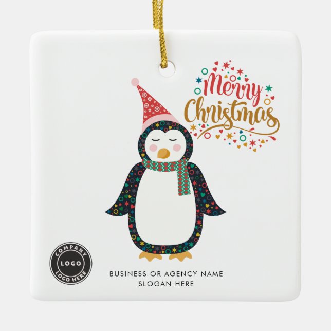 Add Brand Logo Company Employees Christmas Ceramic Ornament (Front)