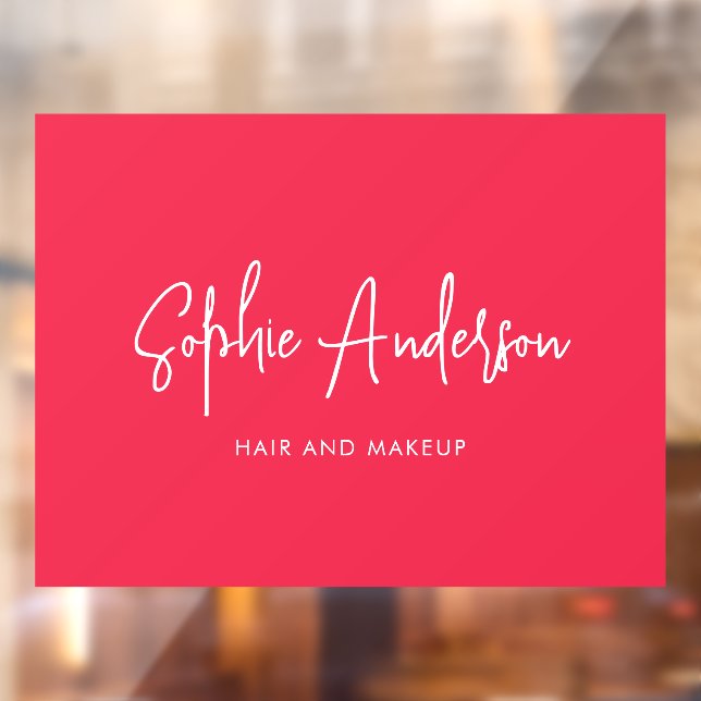 Add Brand Name Trendy Modern Script Custom Colour Window Cling (Sheet 2)