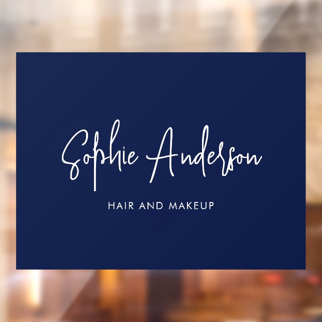 Add Brand Name Trendy Modern Script Custom Colour Window Cling (Sheet 2)
