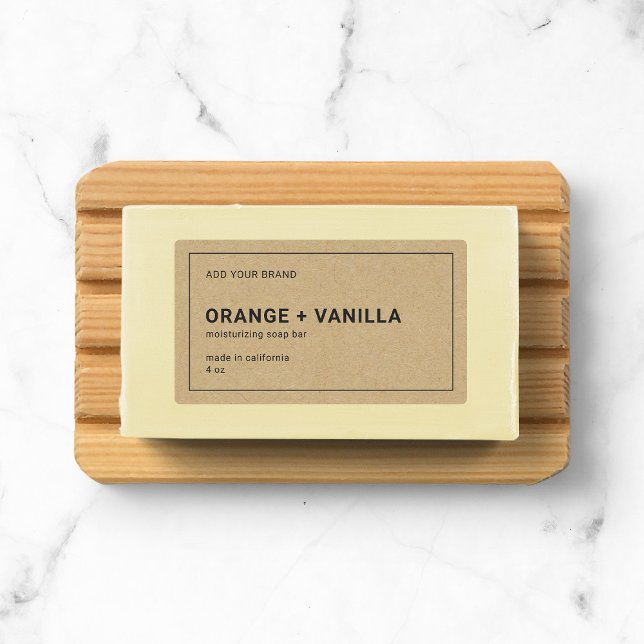 Add Brand Thin Grey Border Kraft Product Label (Creator Uploaded)