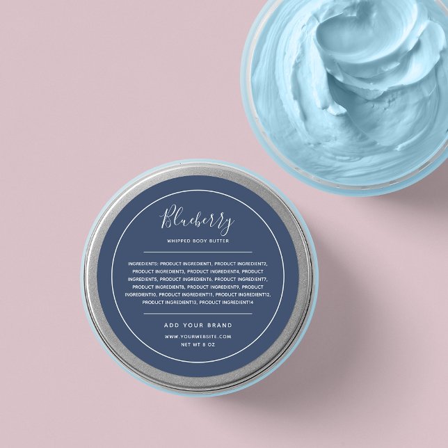 Add Brand White Border Editable Colour Ingredients Classic Round Sticker (Creator Uploaded)