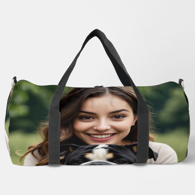 Add Bulldog Photo Personalise Customise Duffle Bag (Front)
