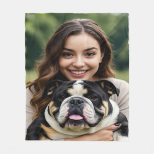 Add Bulldog Photo Personalise Customise Fleece Blanket