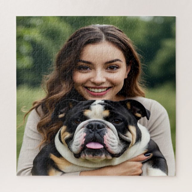 Add Bulldog Photo Personalise Customise Jigsaw Puzzle (Vertical)