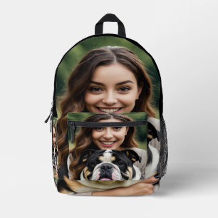 Add Bulldog Photo Personalise Customise Printed Backpack